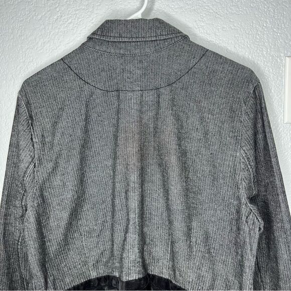 New! Chadwick’s Gray Denim Button Velvet Waistband Peplum Women Blazer Sz 16 - Picture 6 of 10